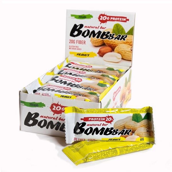 Протеин бтончик, 60г арахис BomBBar